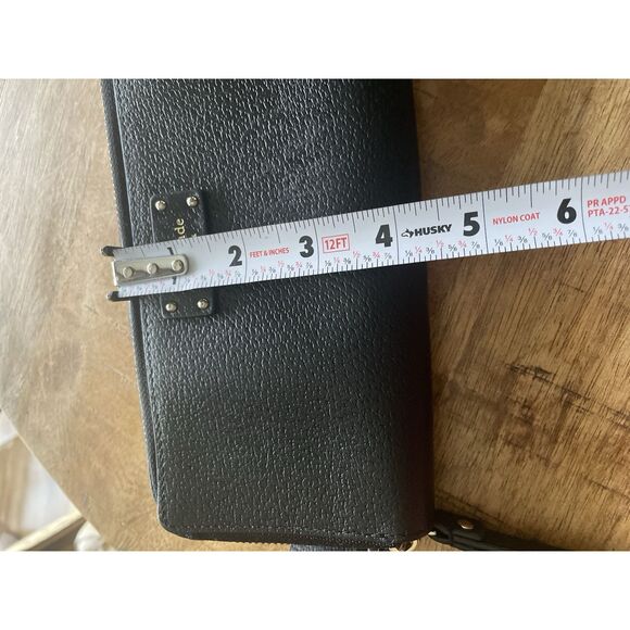 Kate Spade Black Pebbled Leather Zip Around Wristlet Wallet Double Zip - Picture 9 of 9